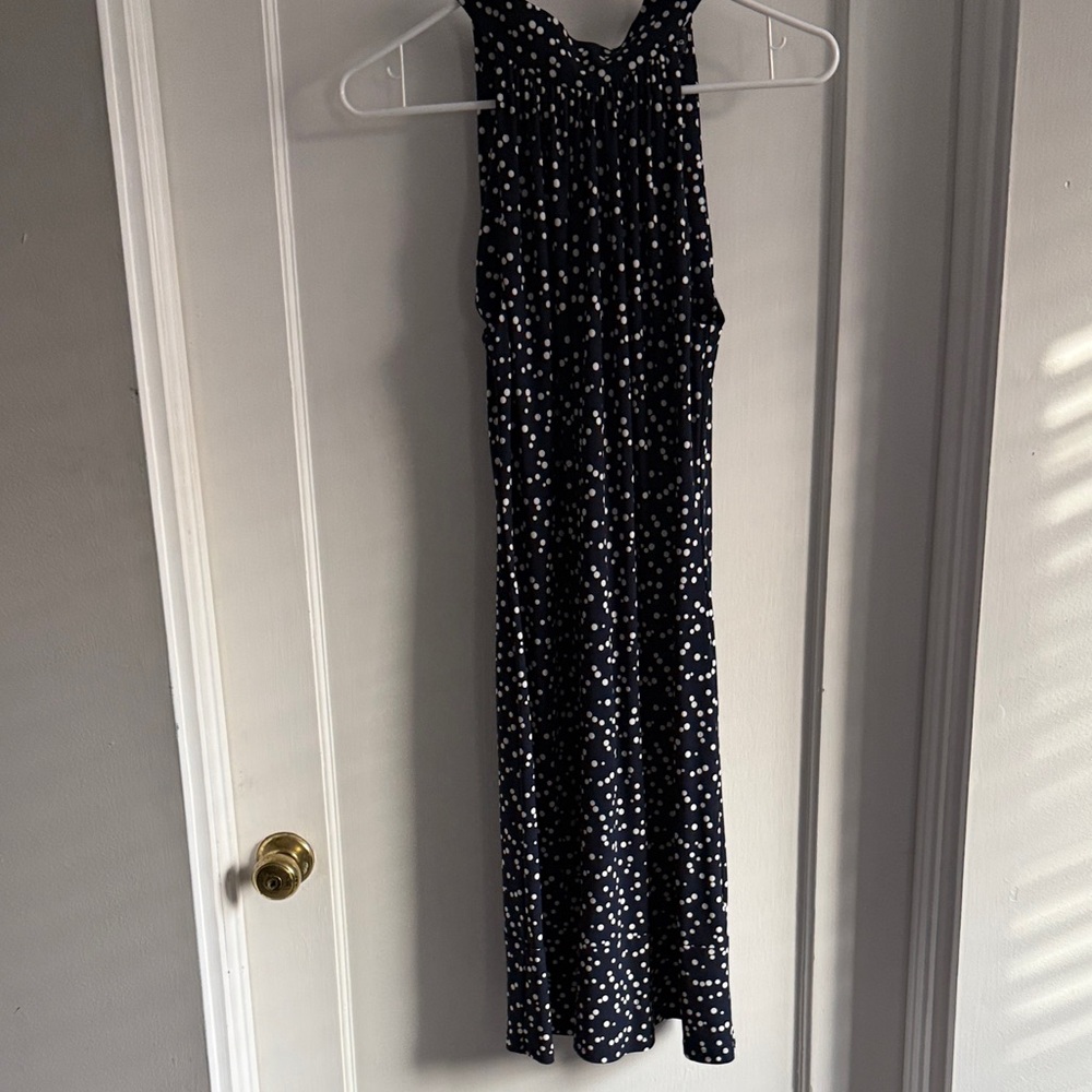 American Living Navy and White Polka Dot Dress